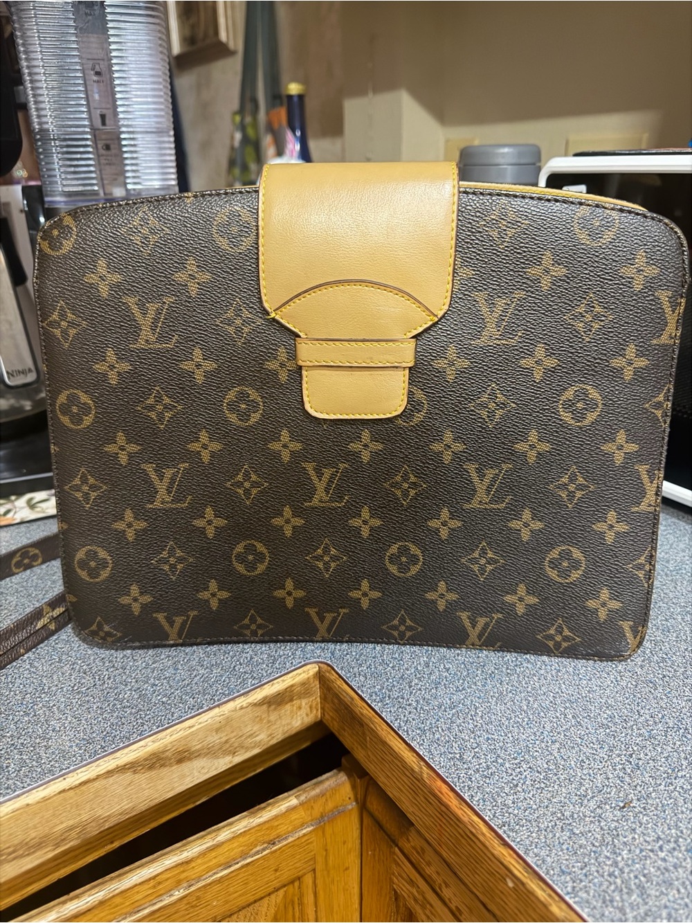 Monogram Canvas  Messenger Bag in Brown/Yellow/ check pictures for flaws
